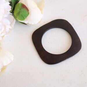 Vintage Bangle Bracelet, Brown Wood Carved Stacking Bracelet Boho Tribal Jewelry